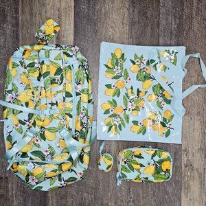 Vera Bradley Lighten Up XL Duffel Backpack Carry On Tote Bag Lemon Grove- Bundle